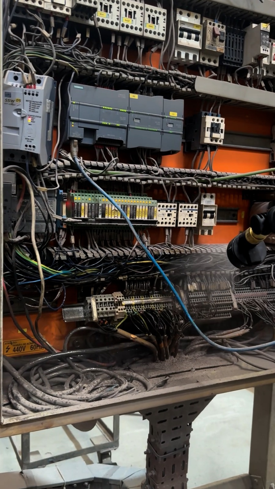 Industrial electrical panel before LiveCleaning treatment